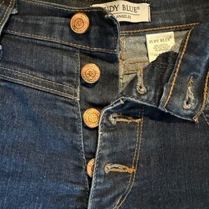 High Waist Front Yoke Button Fly Jeans